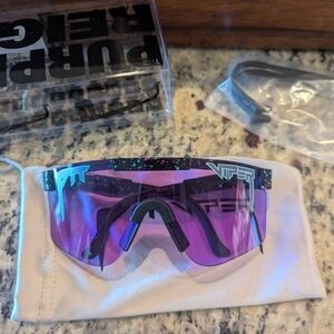 NEW Pit Viper Purple Reign Sunglasses - Black Splatter w/ Purple Lens - 80s